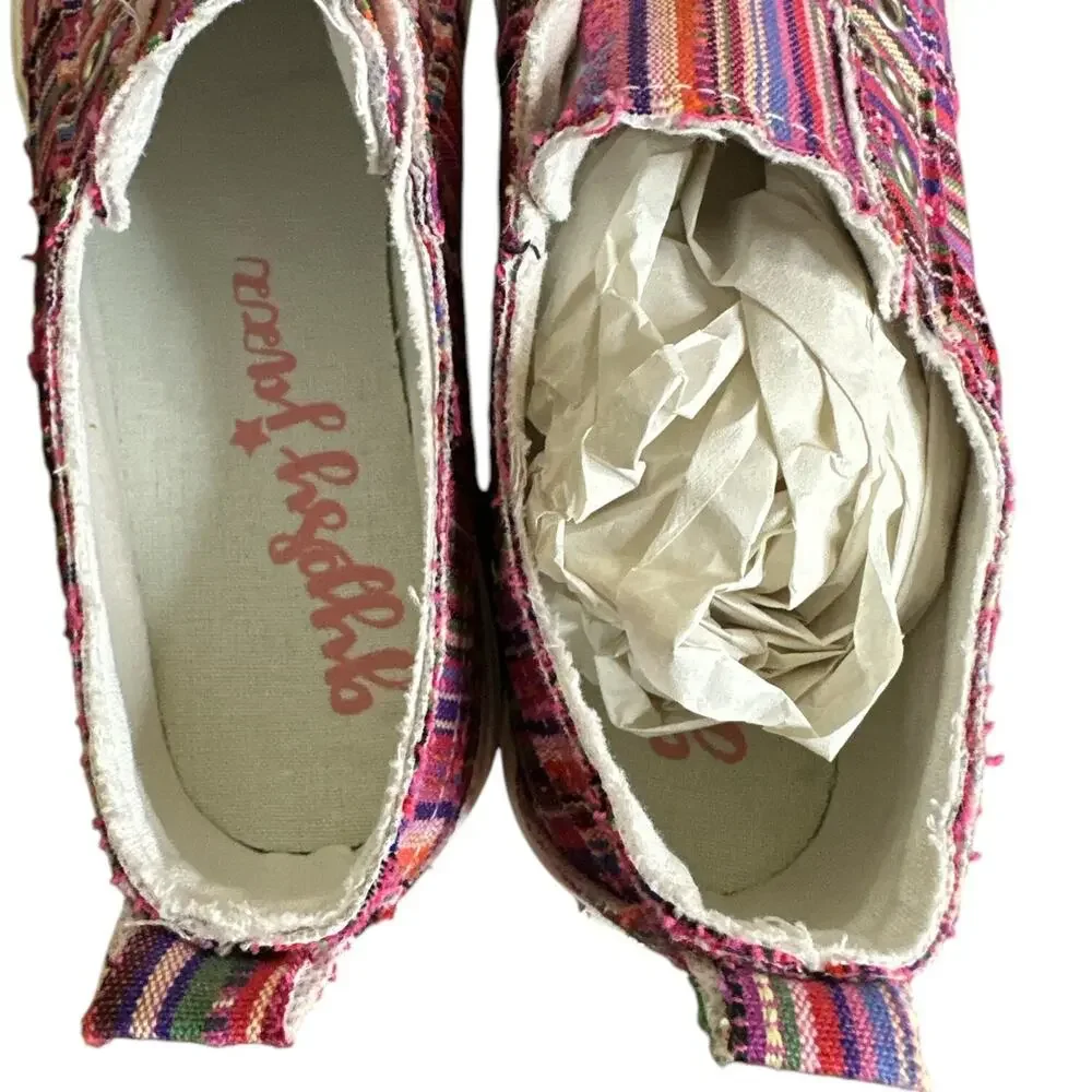 Gypsy Jazz Shoes Womens 10‎ Pink Striped Multicolor Pull-on Pedra Sneakers NEW